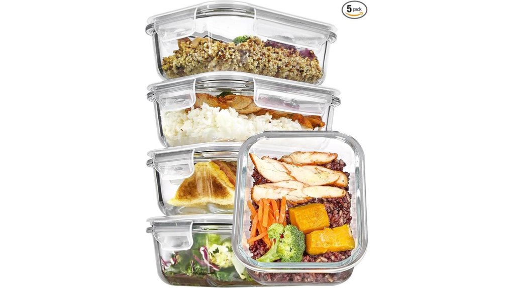 5 pack glass storage containers