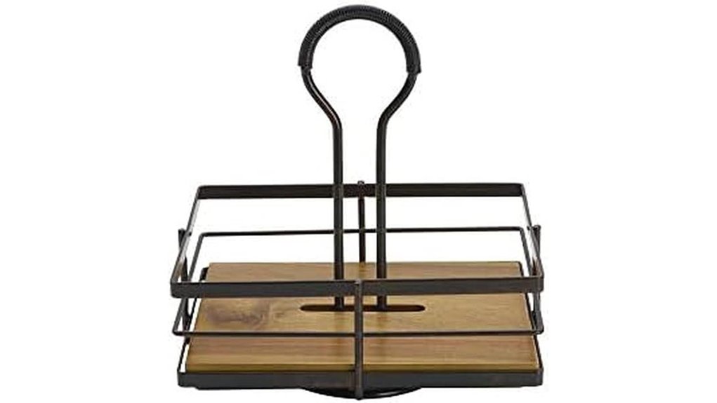 acacia wood condiment caddy