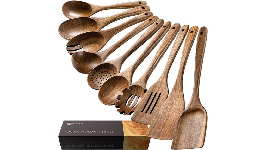 acacia wooden cooking spoons