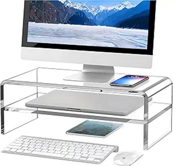 acrylic two tier monitor stand