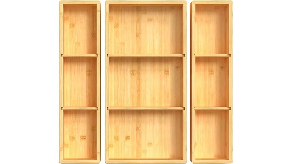adjustable bamboo drawer organizer