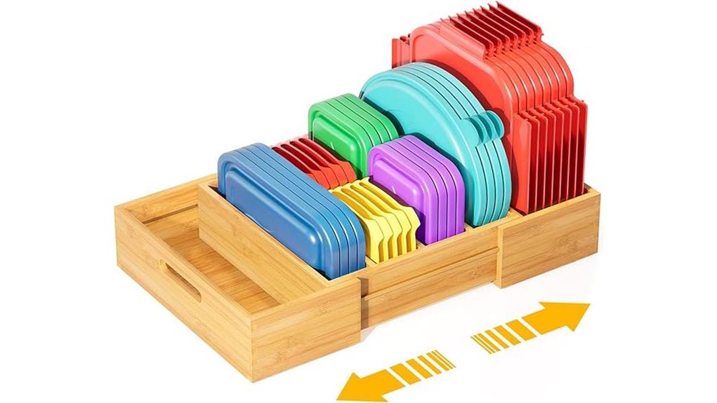 adjustable bamboo lid organizer