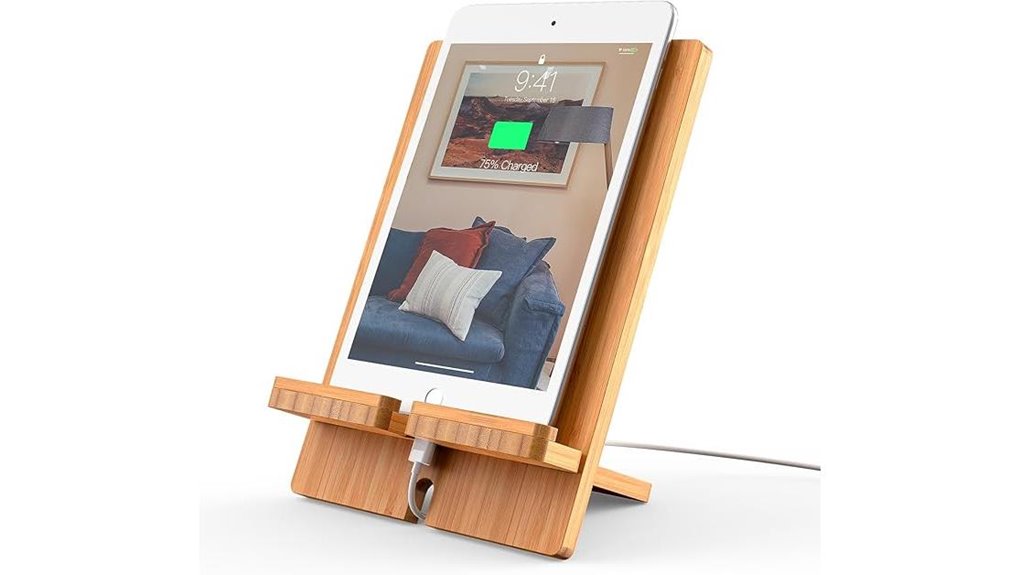 adjustable bamboo tablet stand