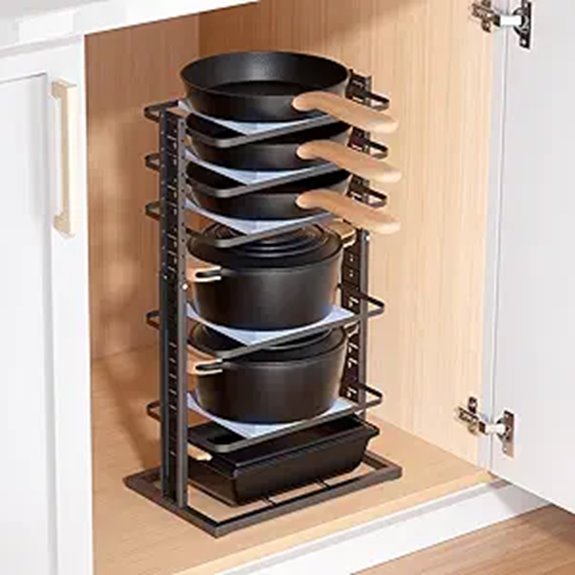 adjustable cabinet pot rack