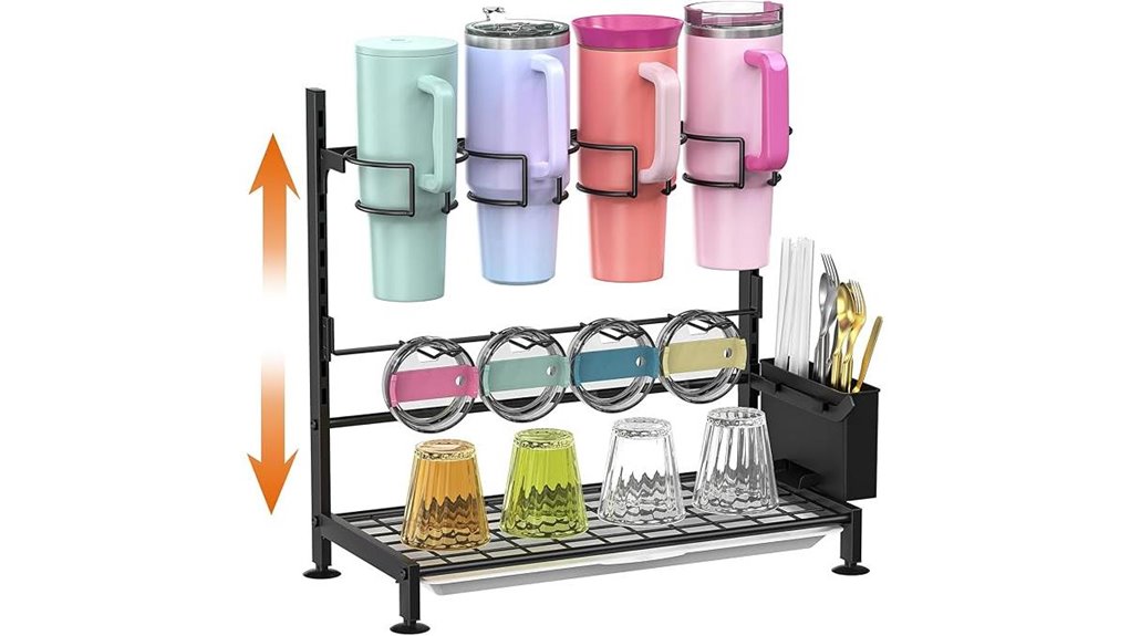 adjustable tumbler storage rack