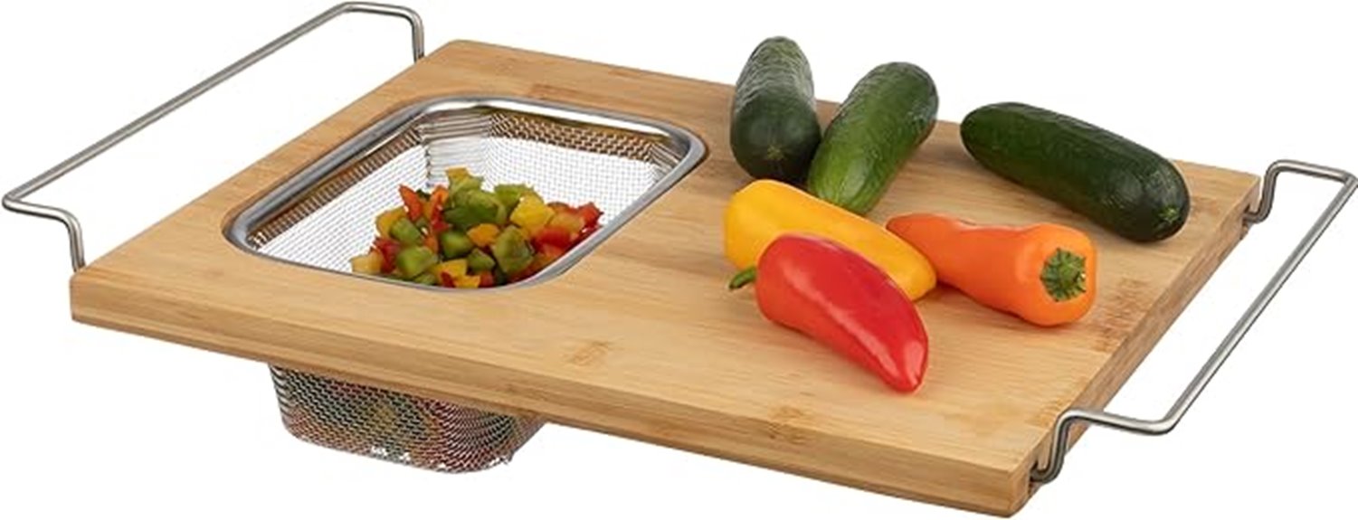bamboo cutting board strainer