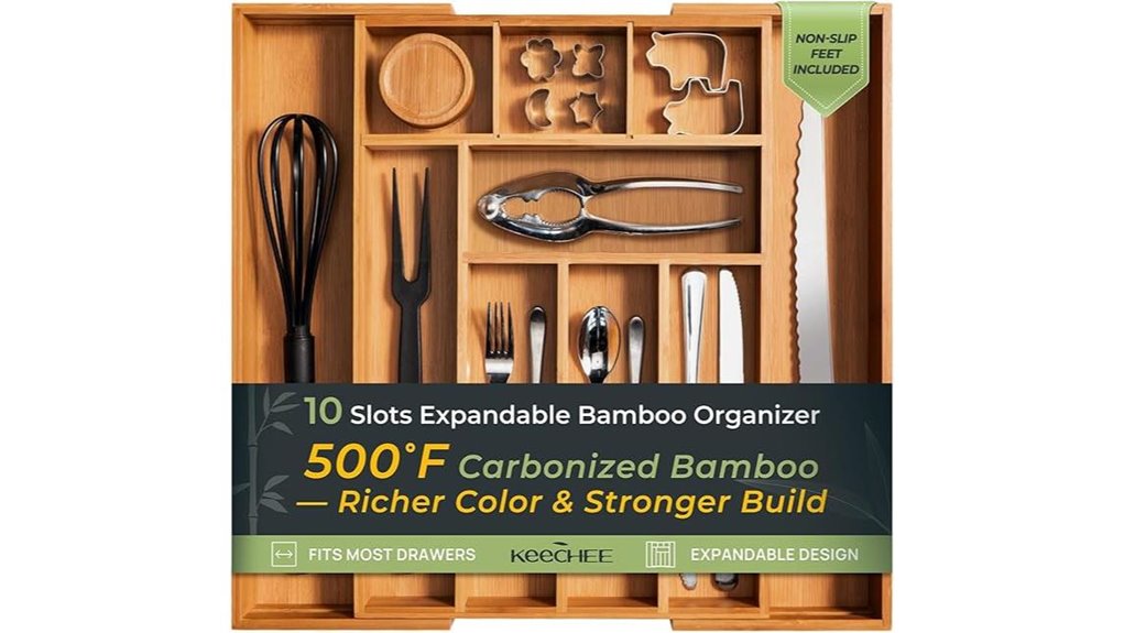bamboo kitchen drawer organizer