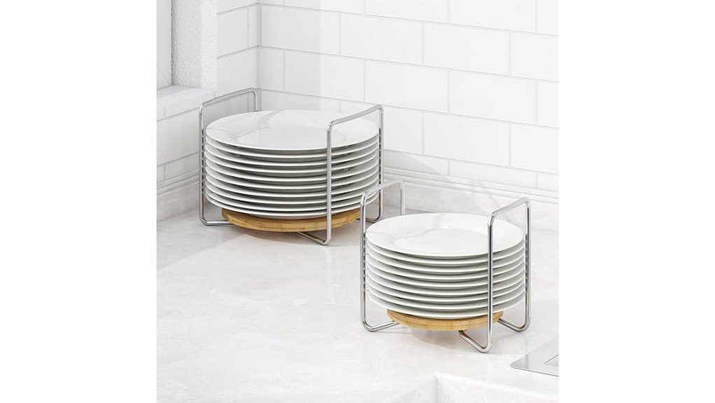 bamboo kitchen plate organizer