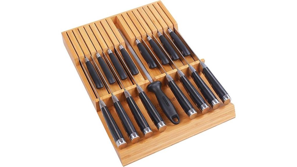 bamboo knife block organizer