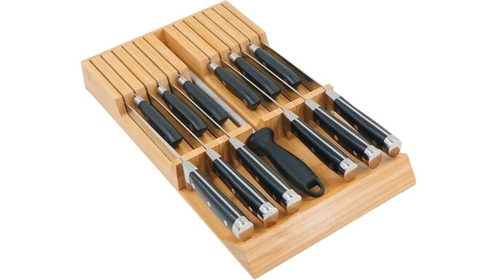 bamboo knife block set