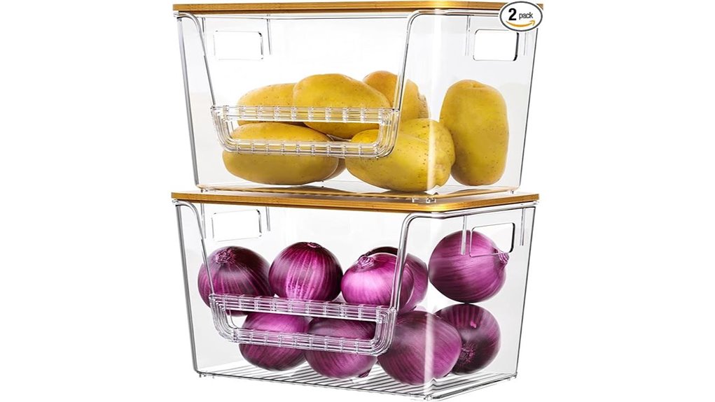 bamboo lid pantry storage organizers