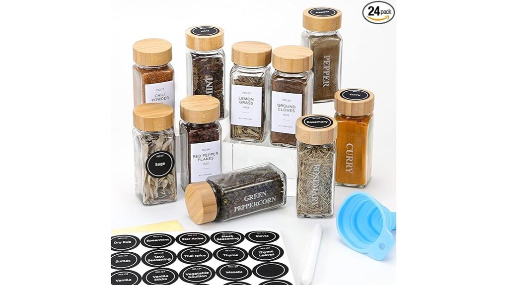 bamboo lidded spice jar set