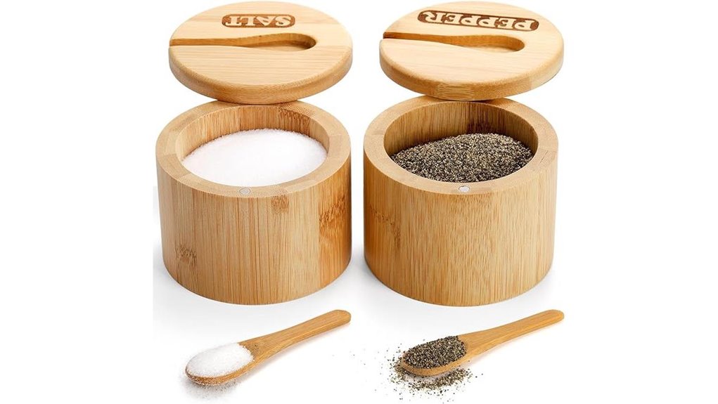 bamboo salt and pepper bowls