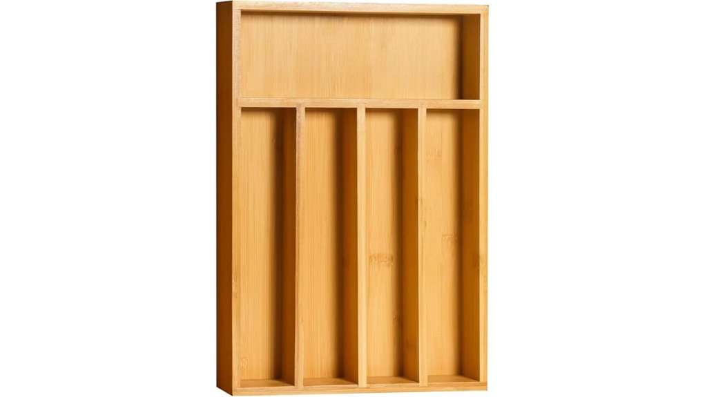 bamboo silverware organizer compartments