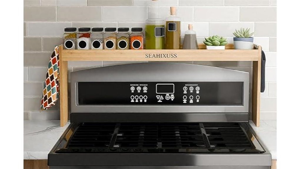 bamboo spice organizer with hooks