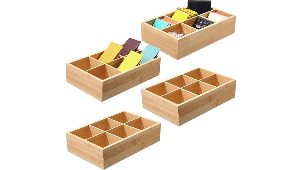 bamboo storage organizer compartments