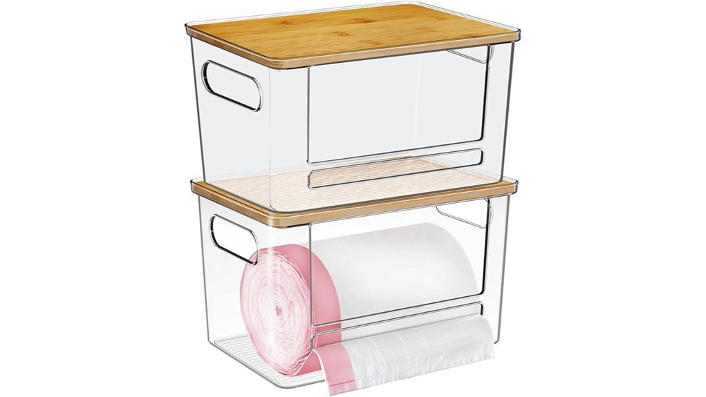 bamboo top trash bag dispenser