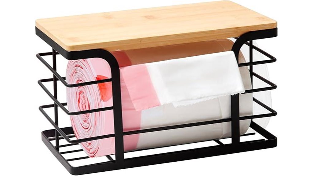 bamboo top wall mount trash holder