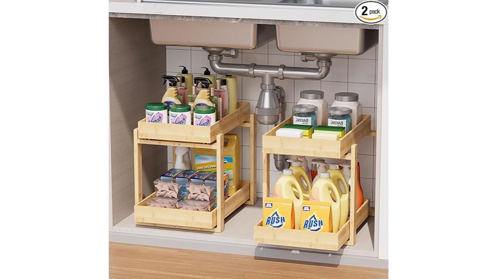 bamboo under sink organizers