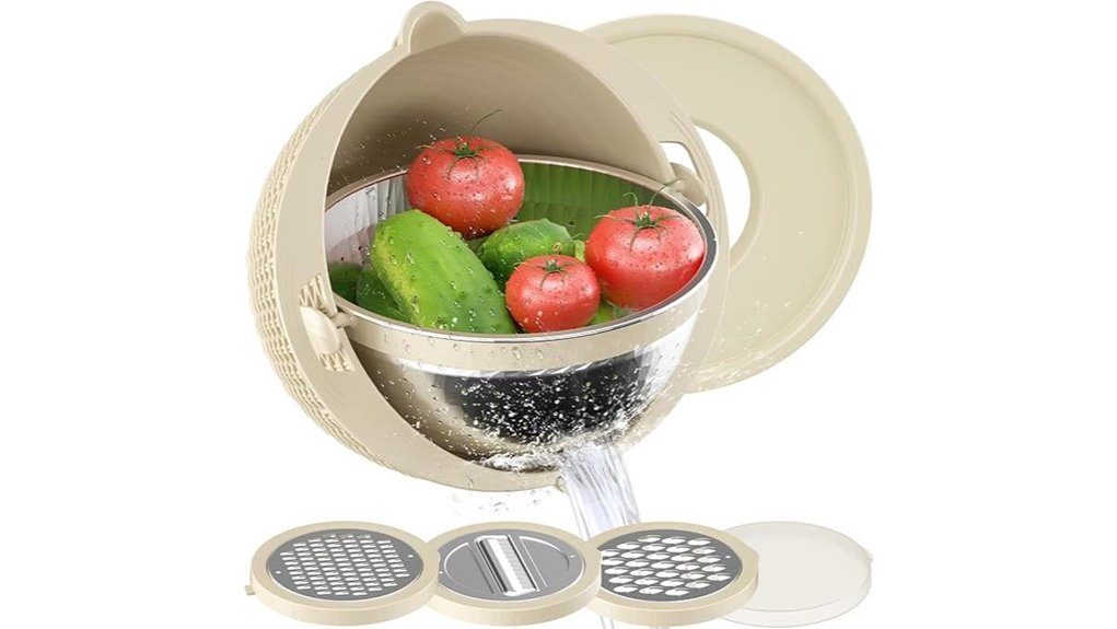 beige colander and bowl