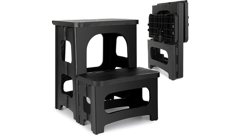 black 2 step folding stool