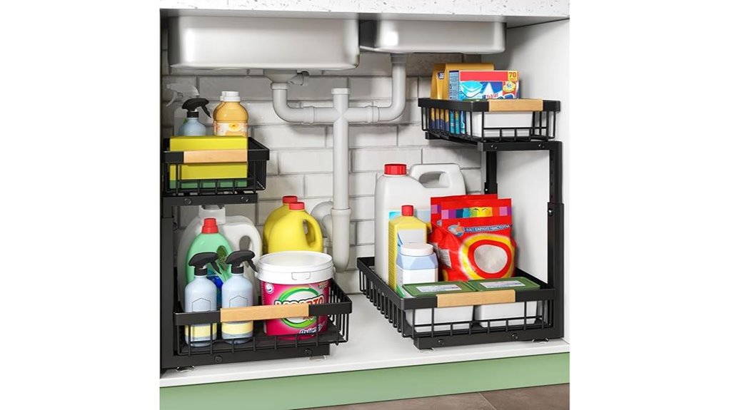 black 2 tier under sink organizer