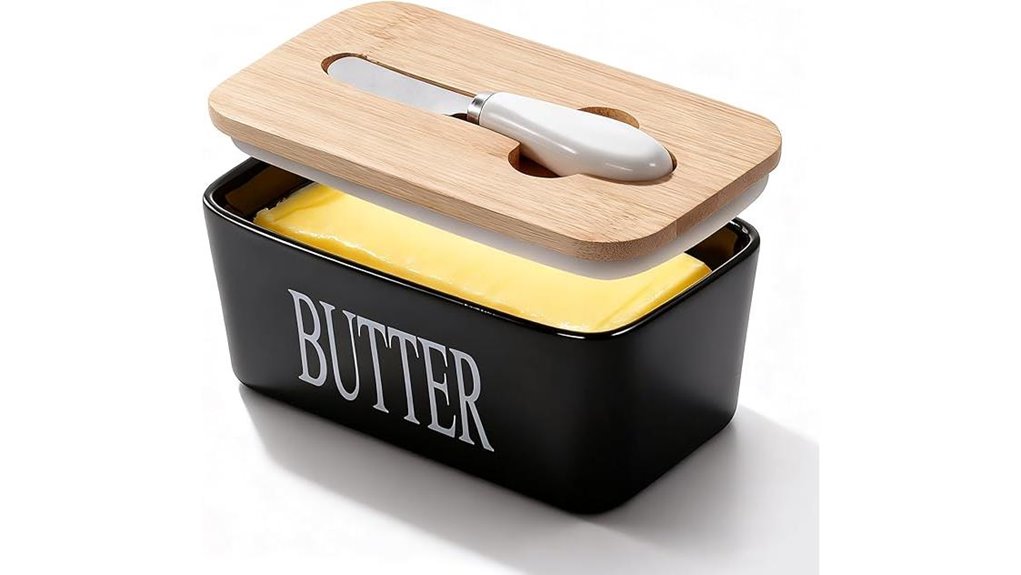 black ceramic butter dish