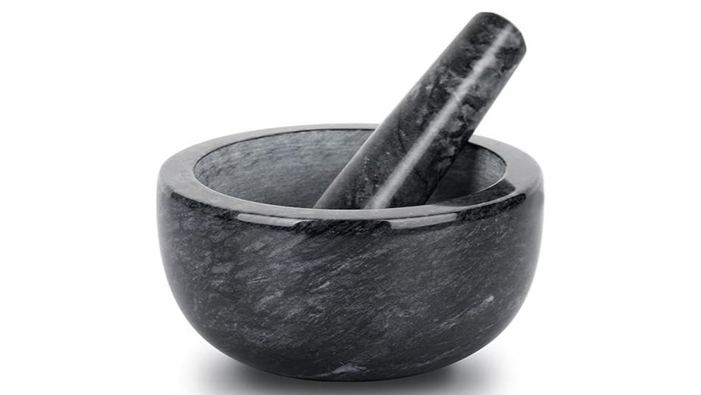 black marble mortar set