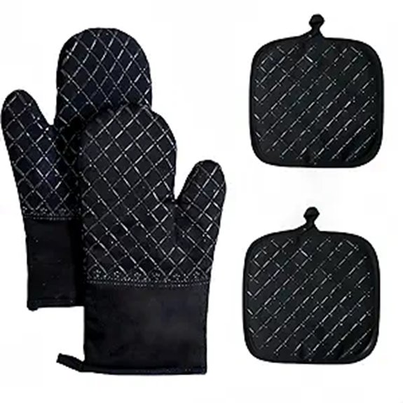 black oven mitts set