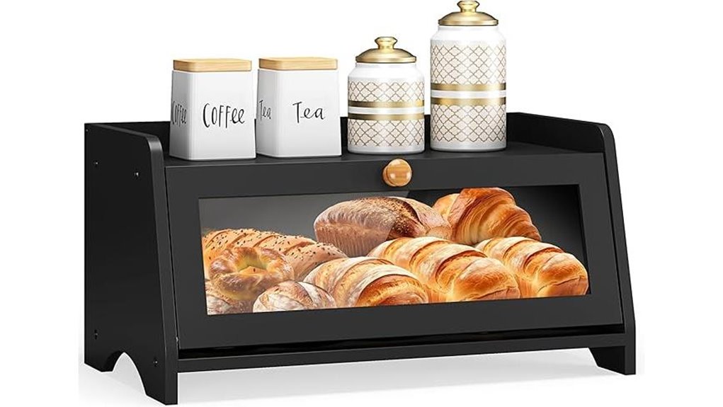 black wooden bread box