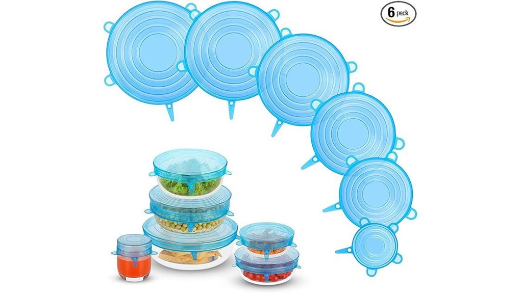 blue silicone food covers