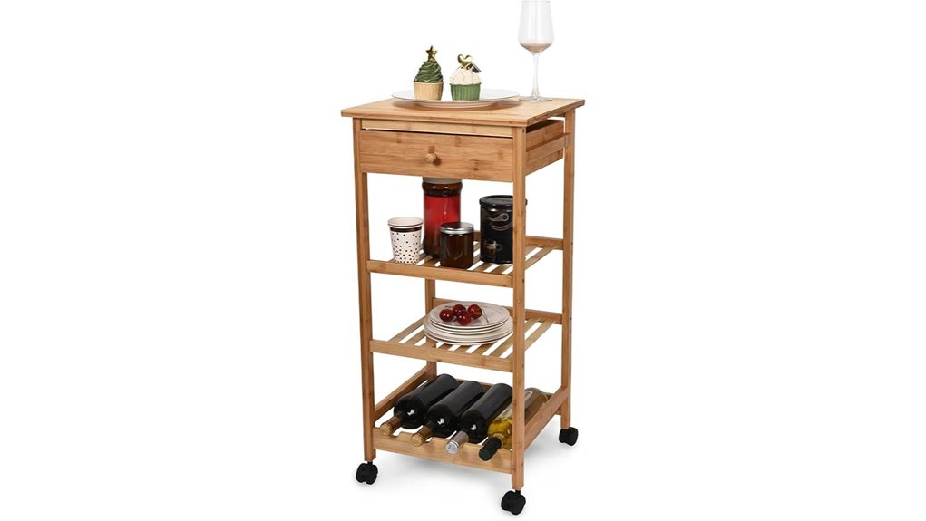 brown kitchen cart features