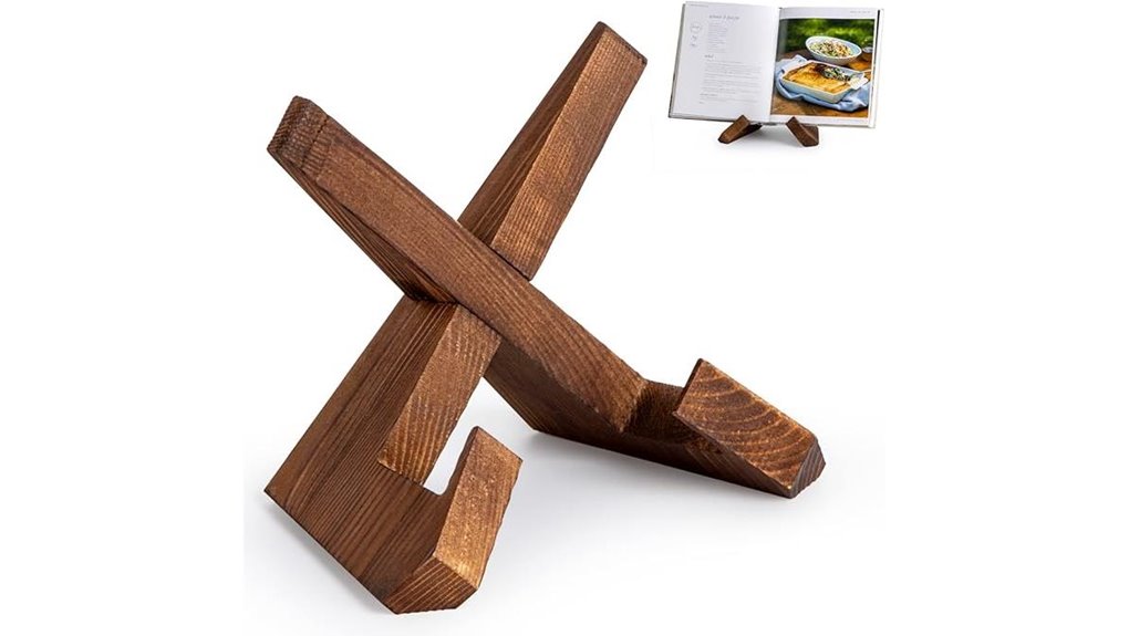 brown wooden cookbook stand