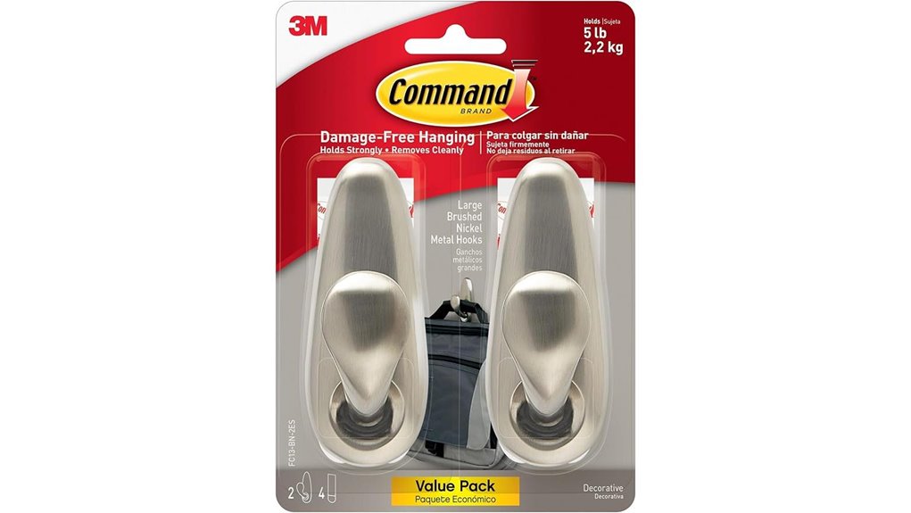 brushed nickel metal hooks