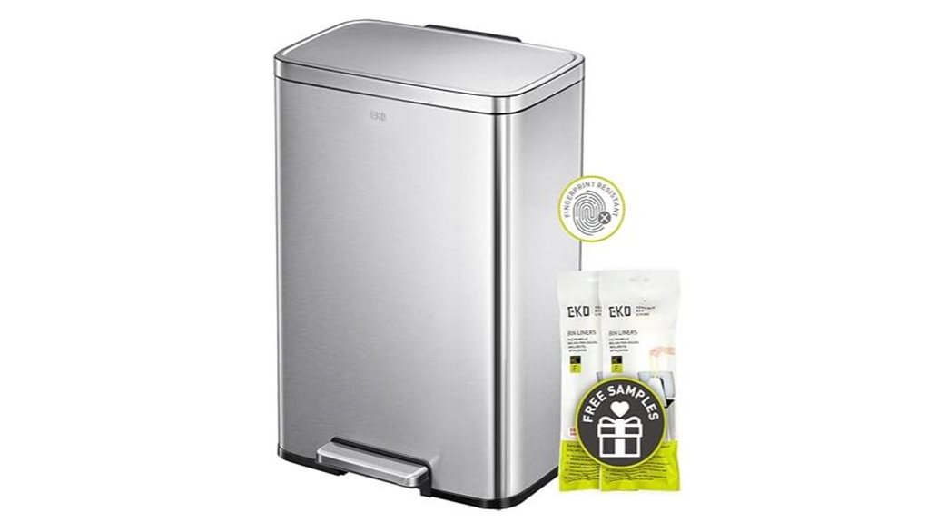 brushed stainless steel trash can