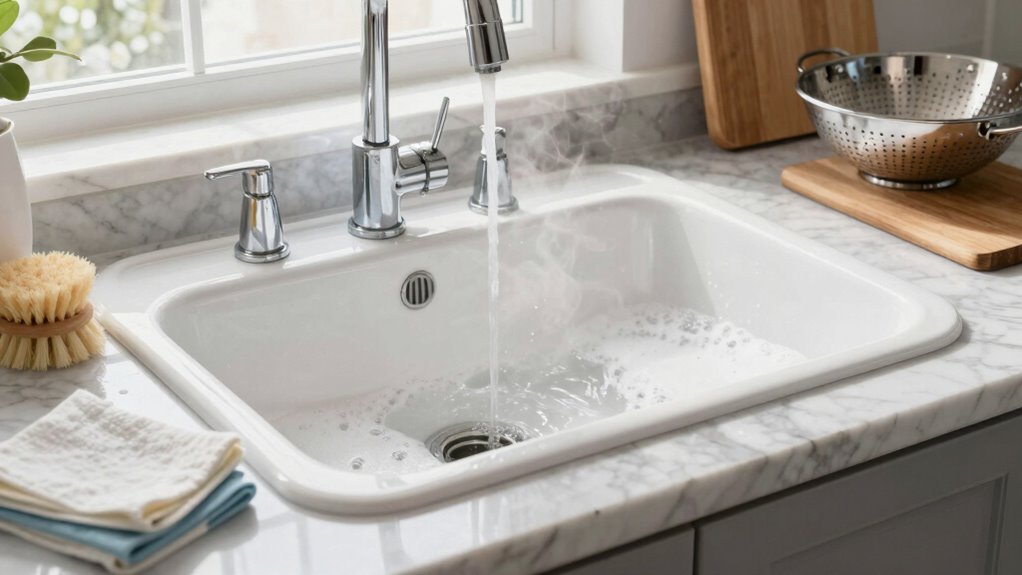 clean sink before scrubbing