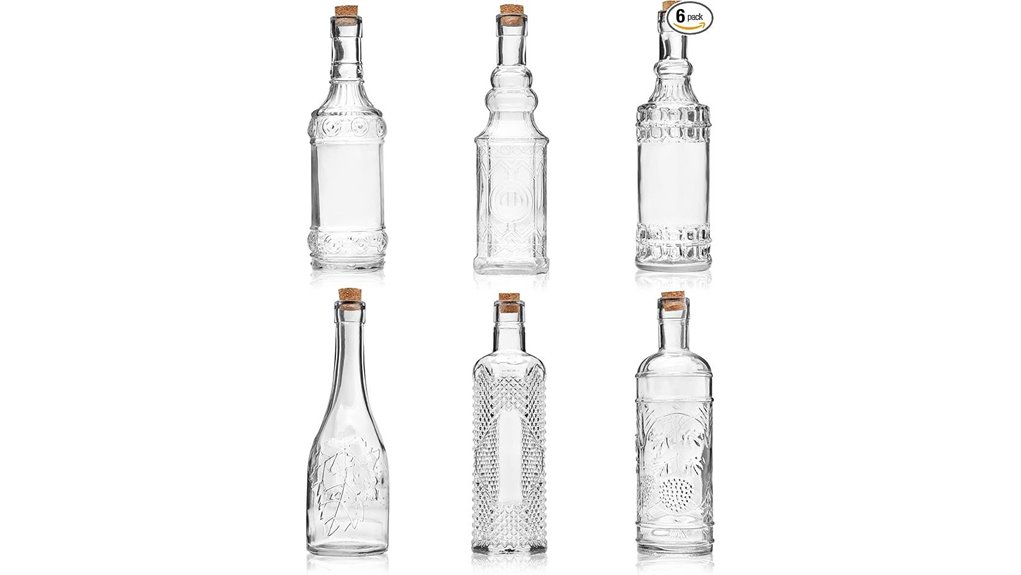 clear glass bottles set