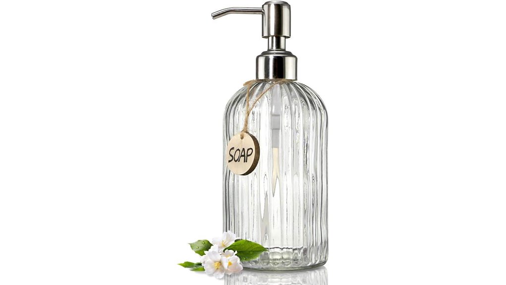 clear glass soap dispenser
