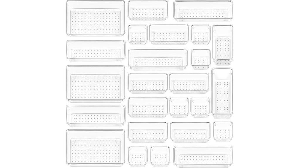clear plastic drawer organizers