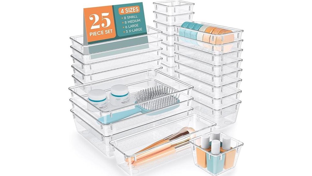 clear plastic drawer organizers