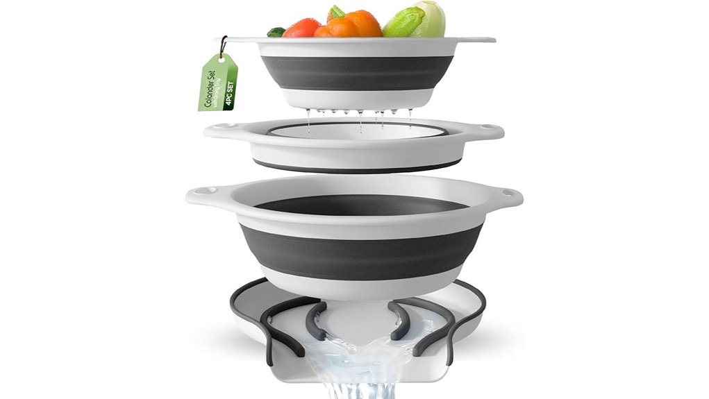 collapsible over sink colanders set