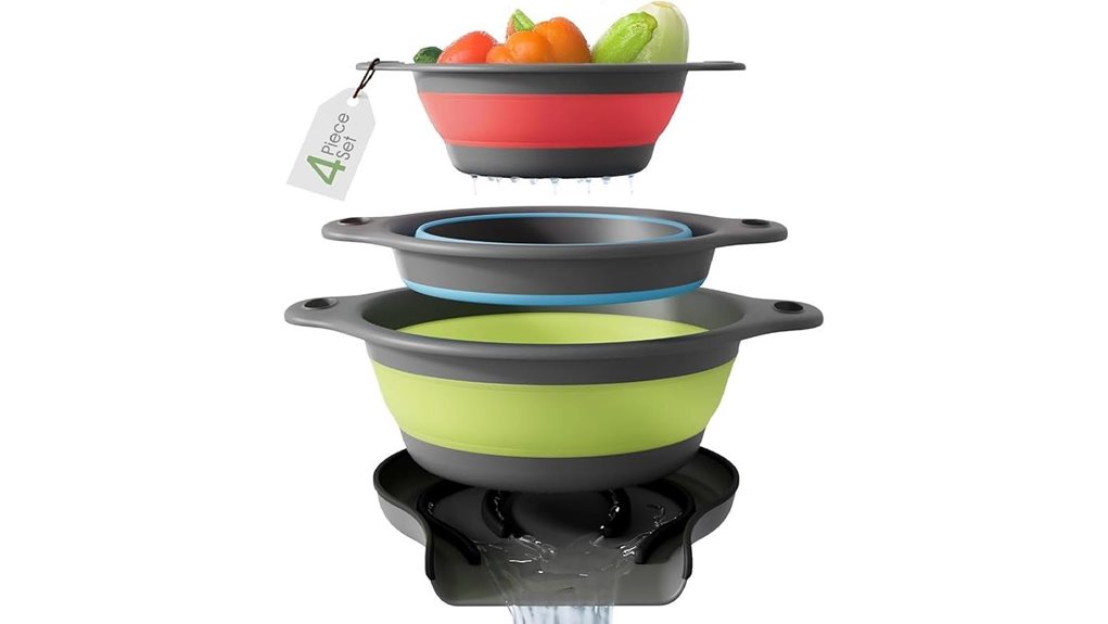 collapsible self draining colanders set