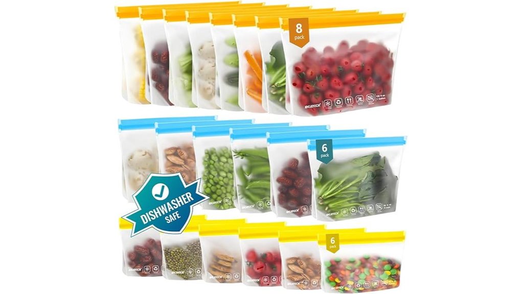 colorful reusable freezer bags