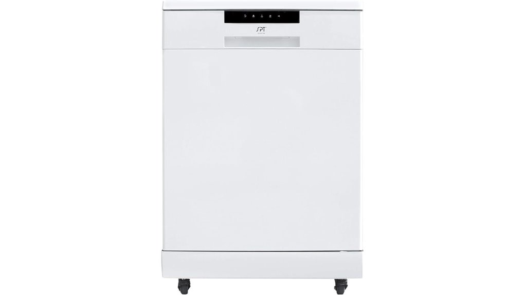 compact white portable dishwasher