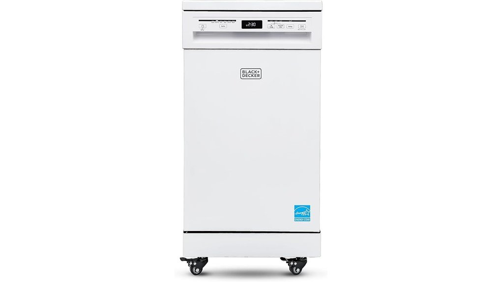 compact white portable dishwasher