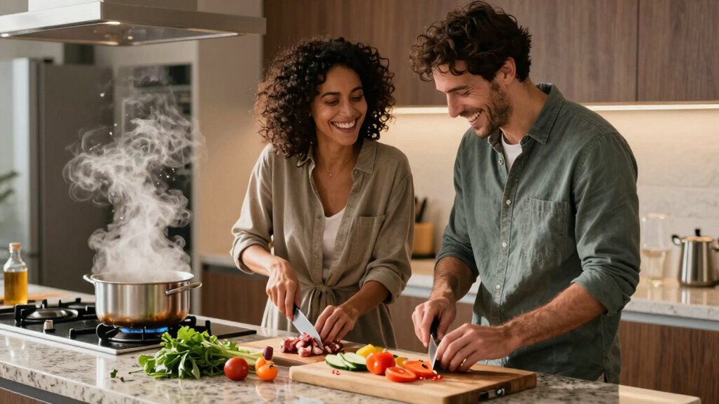 cooking together sharing responsibilities