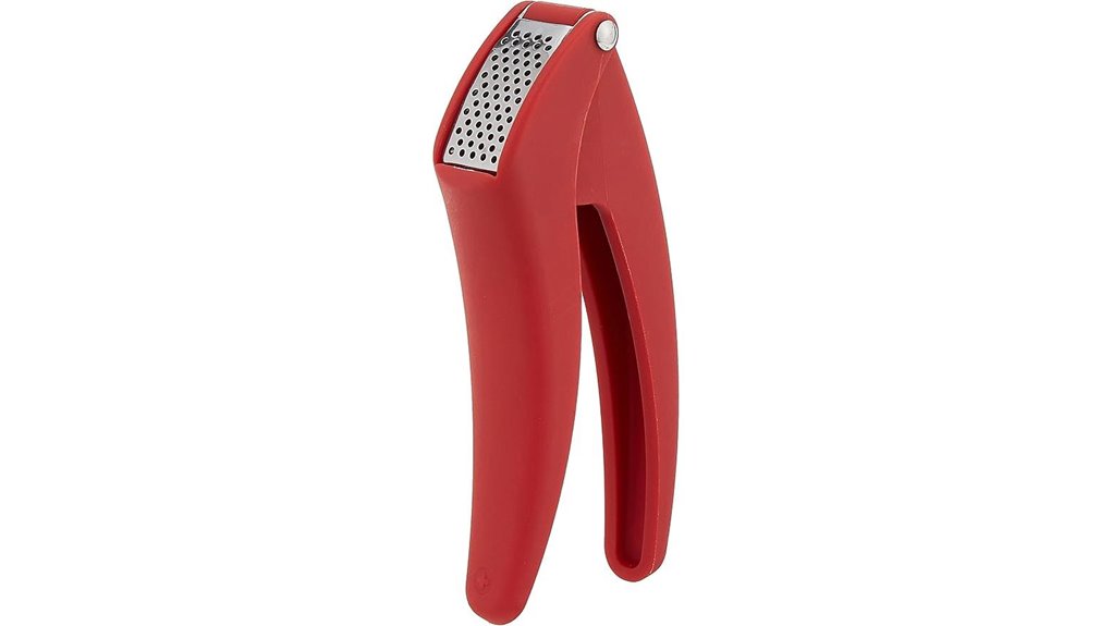 easy clean garlic press red