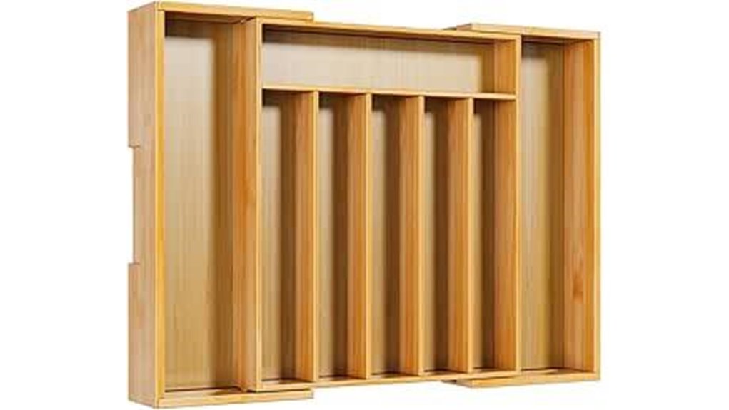 expandable bamboo silverware organizer