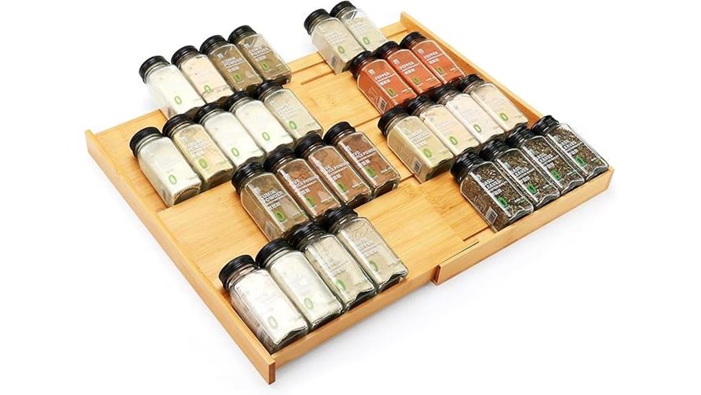 expandable bamboo spice organizer