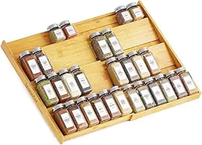 expandable bamboo spice organizer